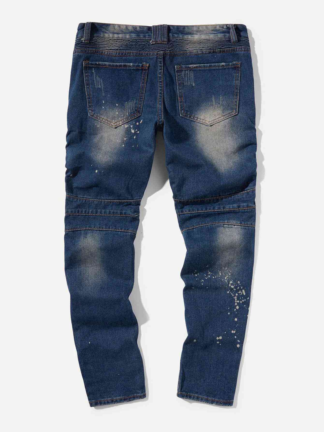 Men Destroyed Ruched Jeans