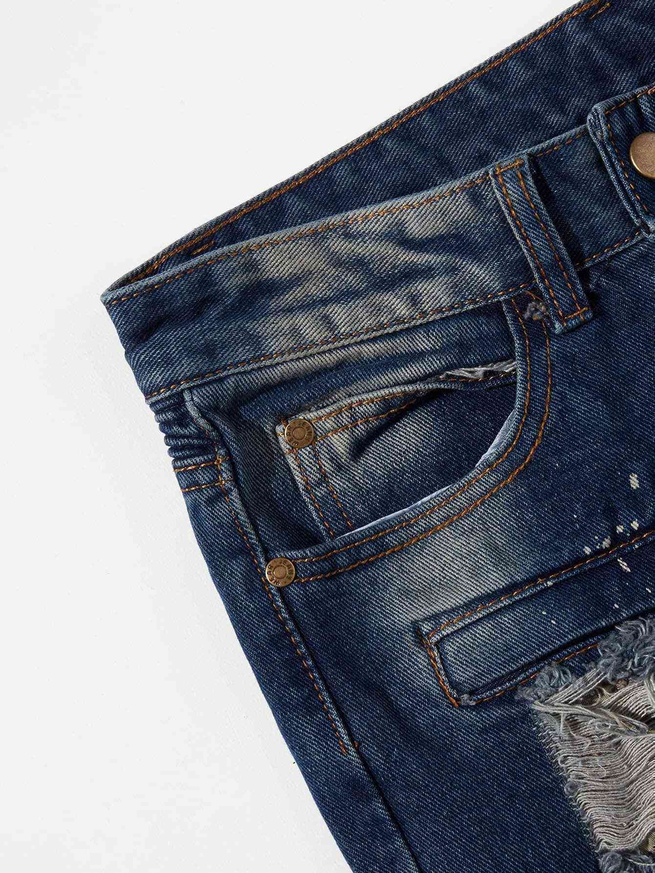 Men Destroyed Ruched Jeans