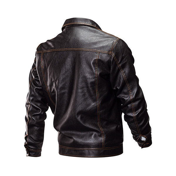 Mens Casual Moto Leather Jacket Multi Pockets Thicken Fleece Jacket