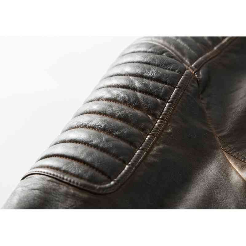 Men Leather Casual Business Thicken Inside Fleece Solid Color Stand Collar PU Jacket