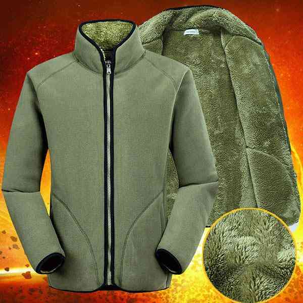 Outdoor Sport Innerwear Polar Fleece Thicken Warm Stand Collar Jacket for Men