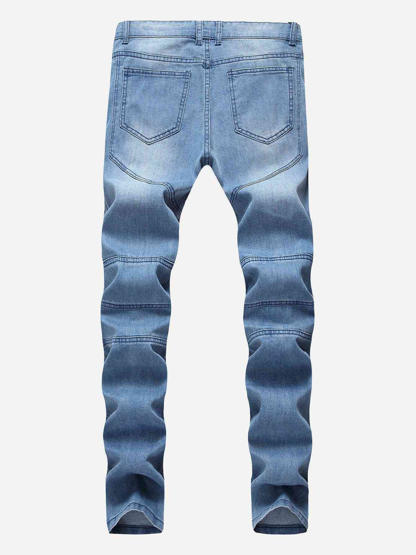 Men Washed Locomotive Pleats Jeans