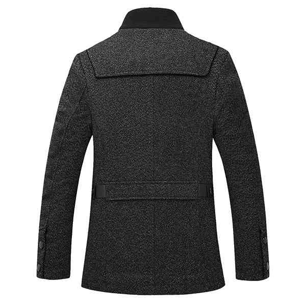 Fall Stylish Multi Pockets Jackets Woolen Slim Stand Collar Trench Coats for Men