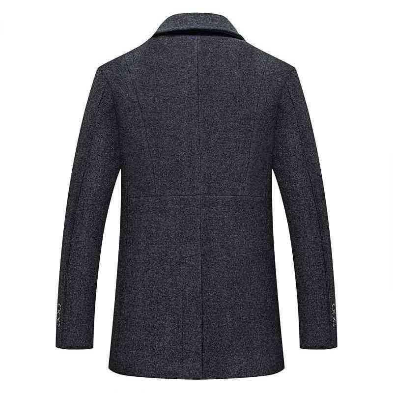 Mens Mid-Length Trench Coat Thickened Warm Suit Collar Solid Color Casual Coat