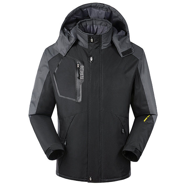 Plus Size Outdoor Sport Thicken Warm Windproof Waterproof Detachable Hood Jacket for Men