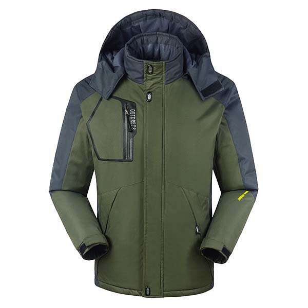 Plus Size Outdoor Sport Thicken Warm Windproof Waterproof Detachable Hood Jacket for Men