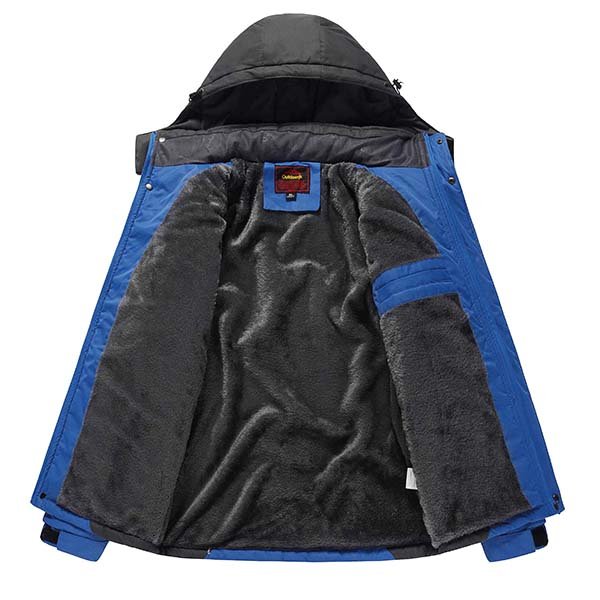 Plus Size Outdoor Sport Thicken Warm Windproof Waterproof Detachable Hood Jacket for Men