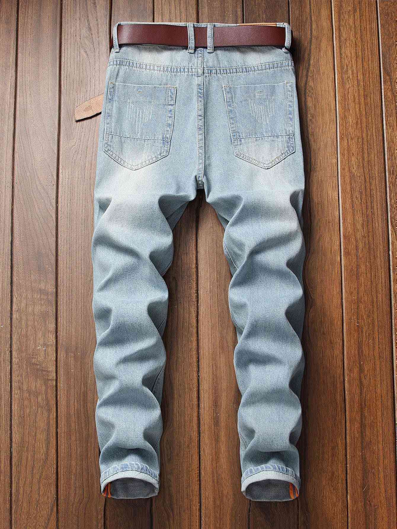 Men Ripped Jeans Without Belted