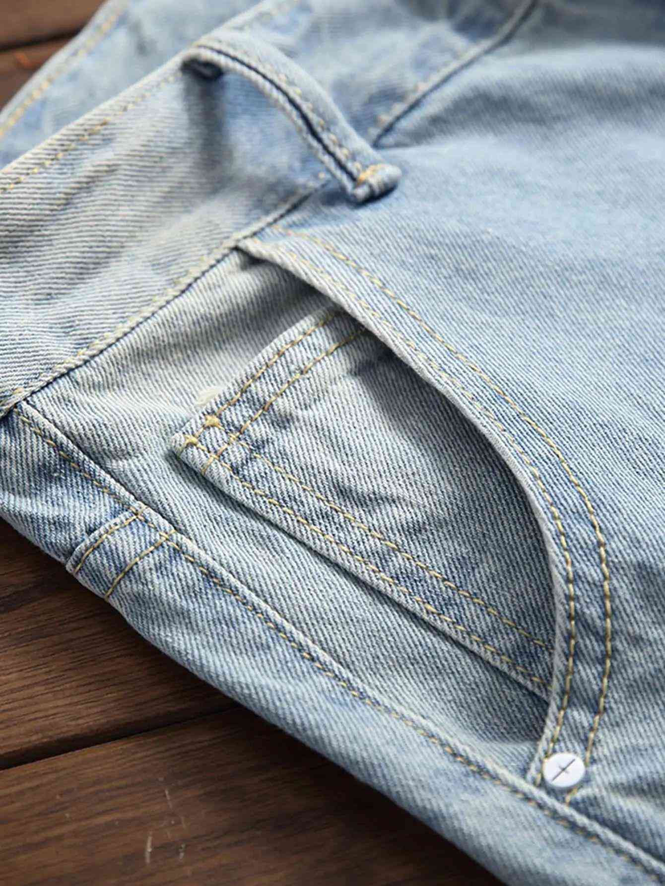 Men Ripped Jeans Without Belted