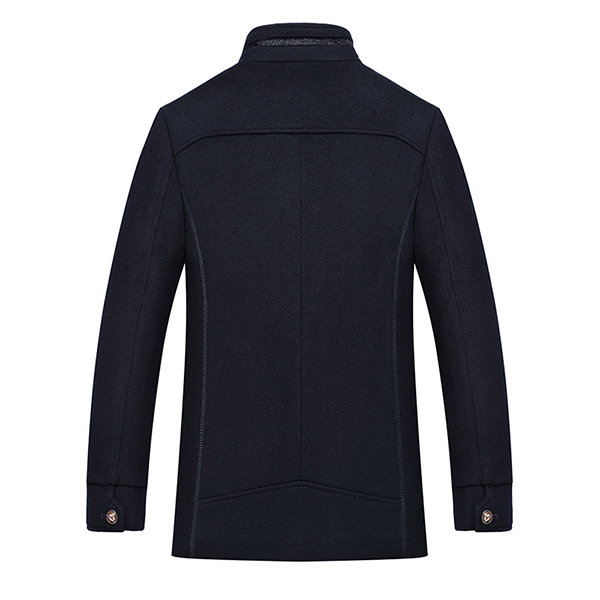 Business Wool Chest Pocket Casual Solid Color Jacket for Men