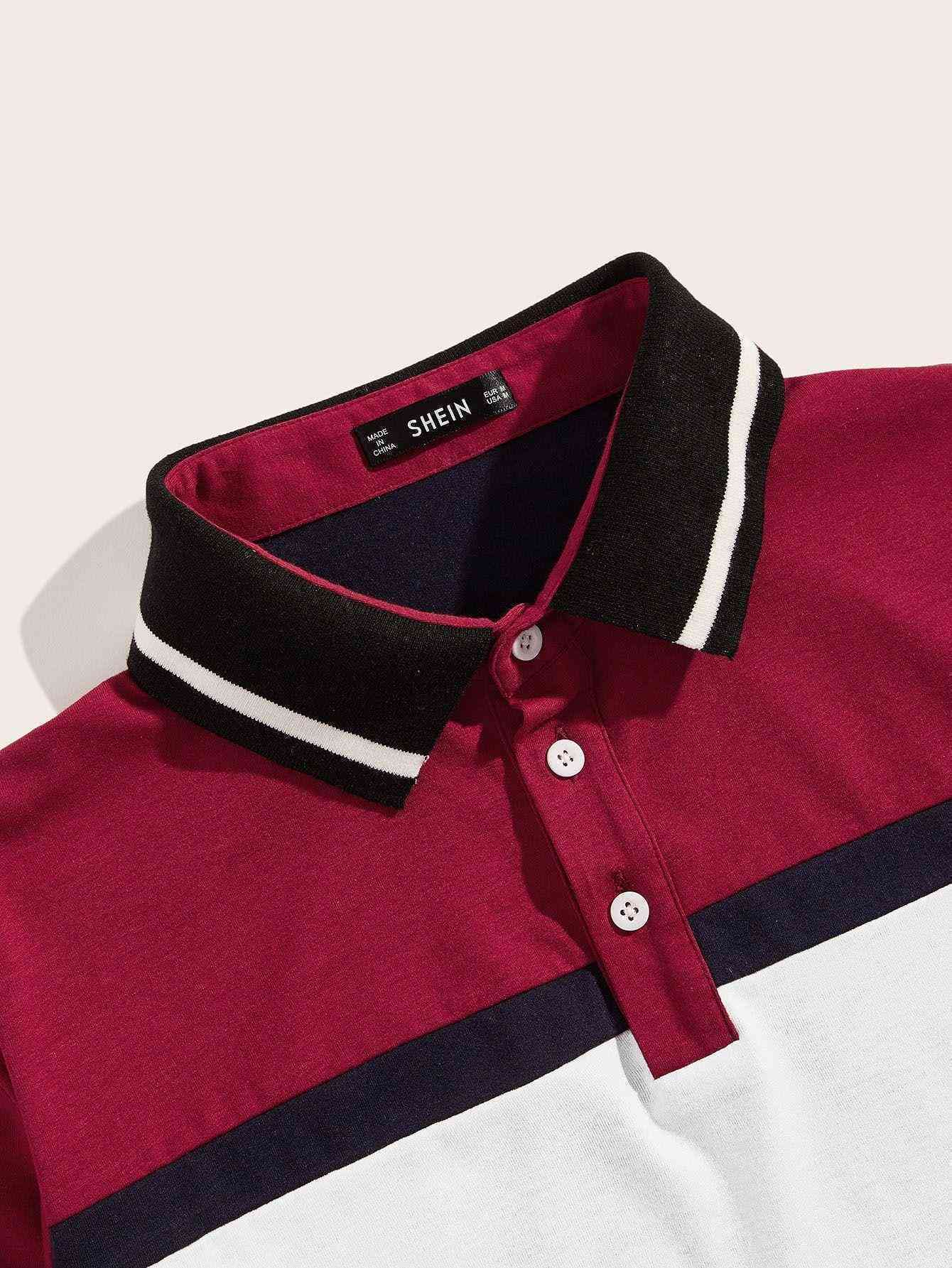 Men Cut-and-Sew Striped Collar Shirt