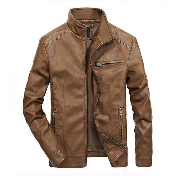 Plus Size Biker Stylish Zipper Pockets PU Leather Jackets for Men