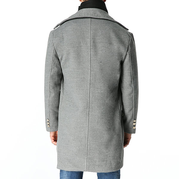 Winter Woolen Mid-long Business Casual Trench Coat Single-breasted Jacket for Men