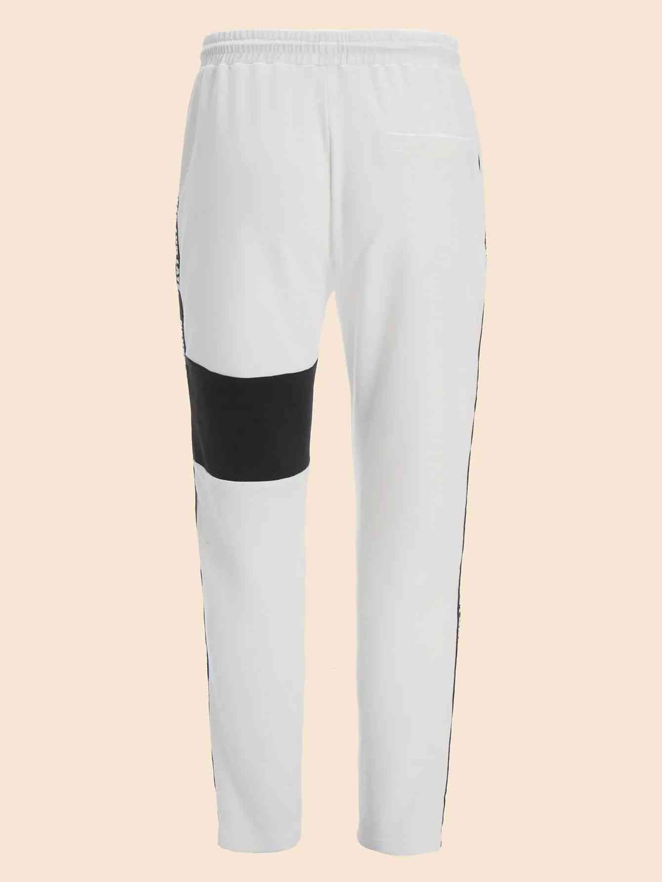 Men Two Tone Letter Tape Side Sweatpants