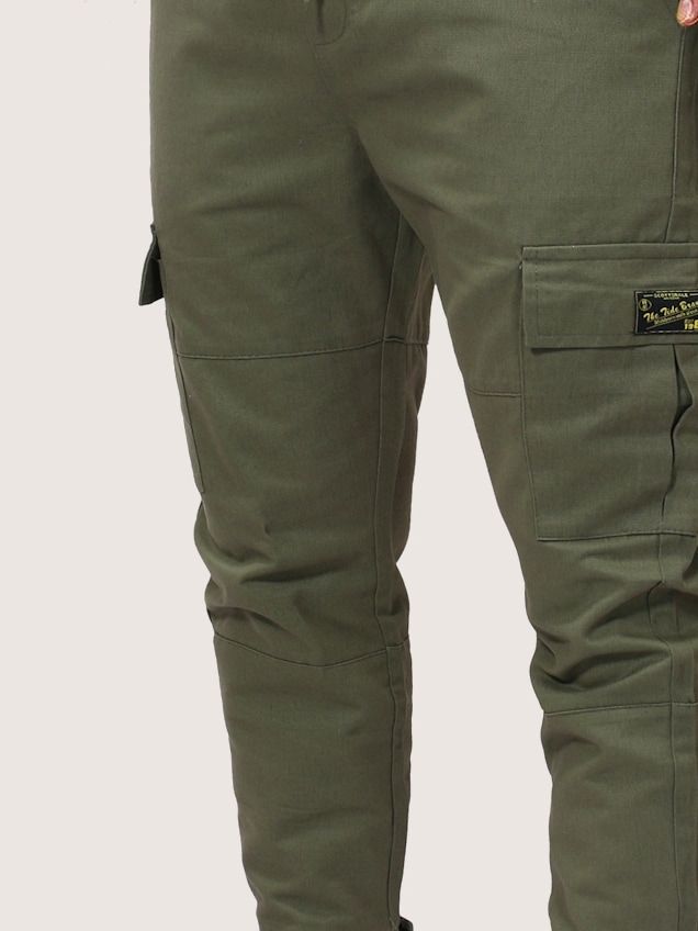 Men Drawstring Waist Pocket Side Cargo Pants