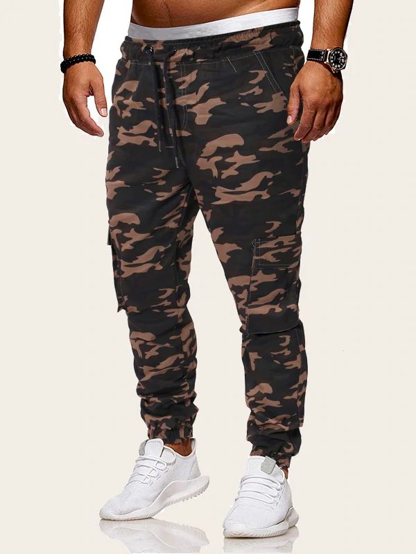 Men Side Flap Pocket Camo Cargo Pants