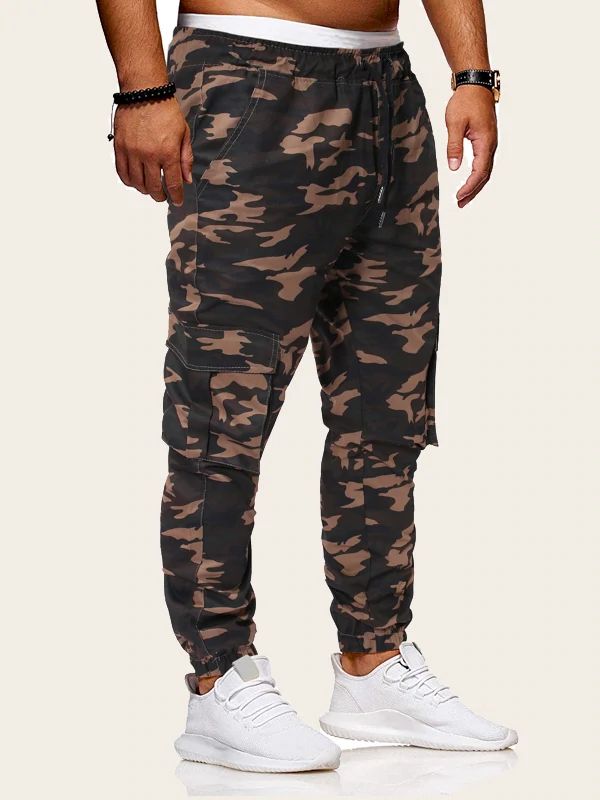 Men Side Flap Pocket Camo Cargo Pants