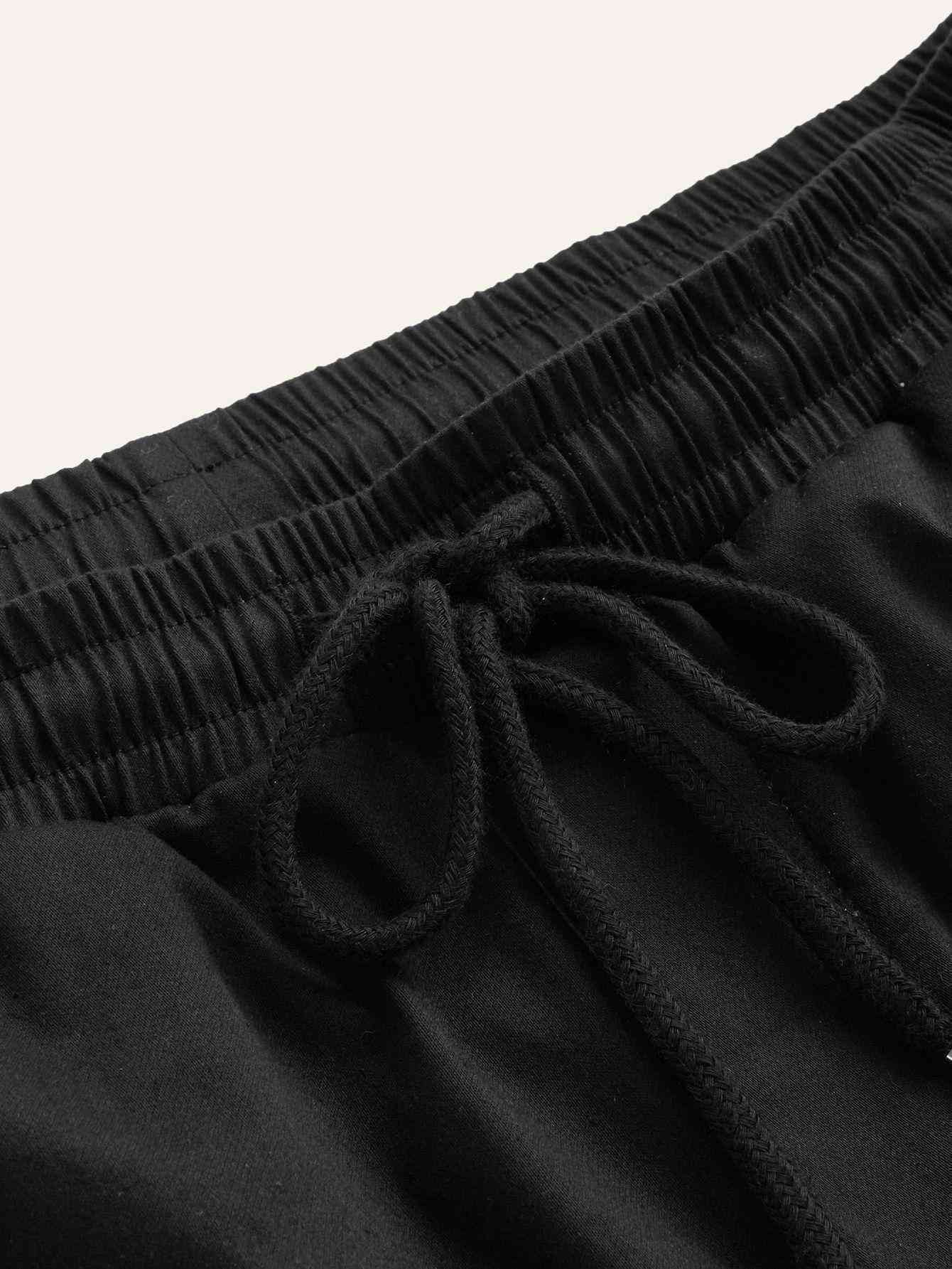 Men Drawstring Waist Patched Detail Sweatpants