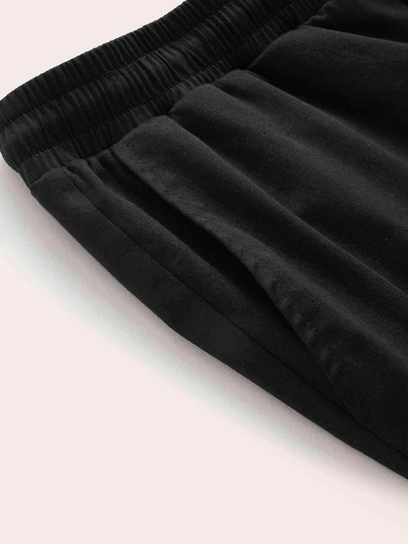 Men Drawstring Waist Patched Detail Sweatpants