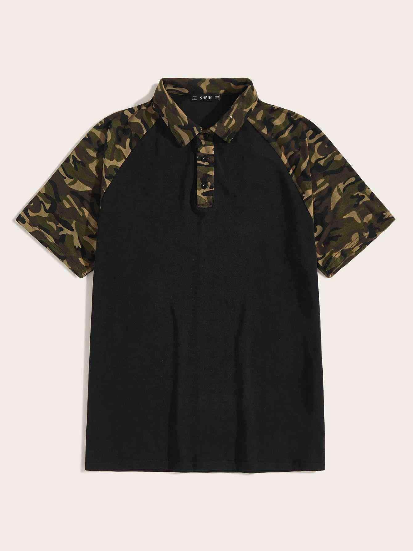 Men Camo Raglan Sleeve Shirt