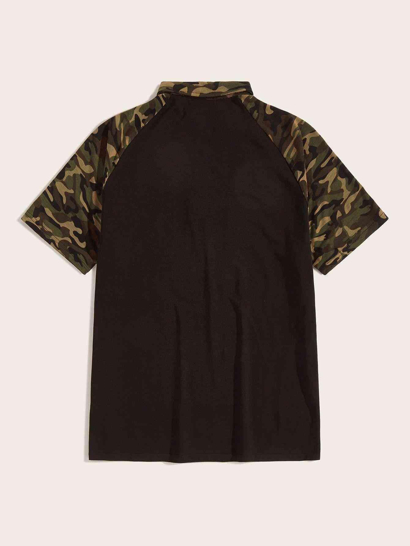 Men Camo Raglan Sleeve Shirt