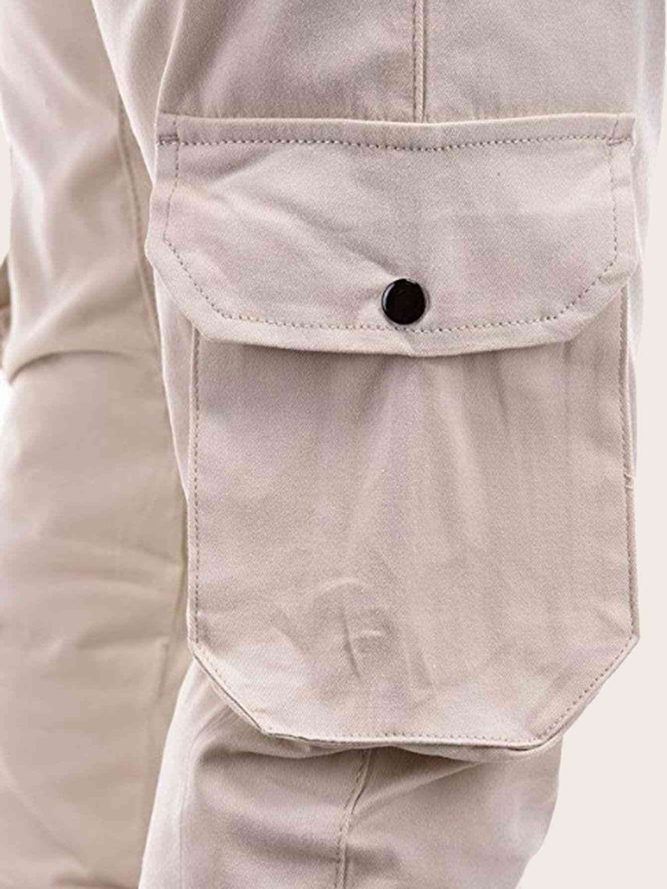 Men Side Pocket Drawstring Waist Cargo Pants