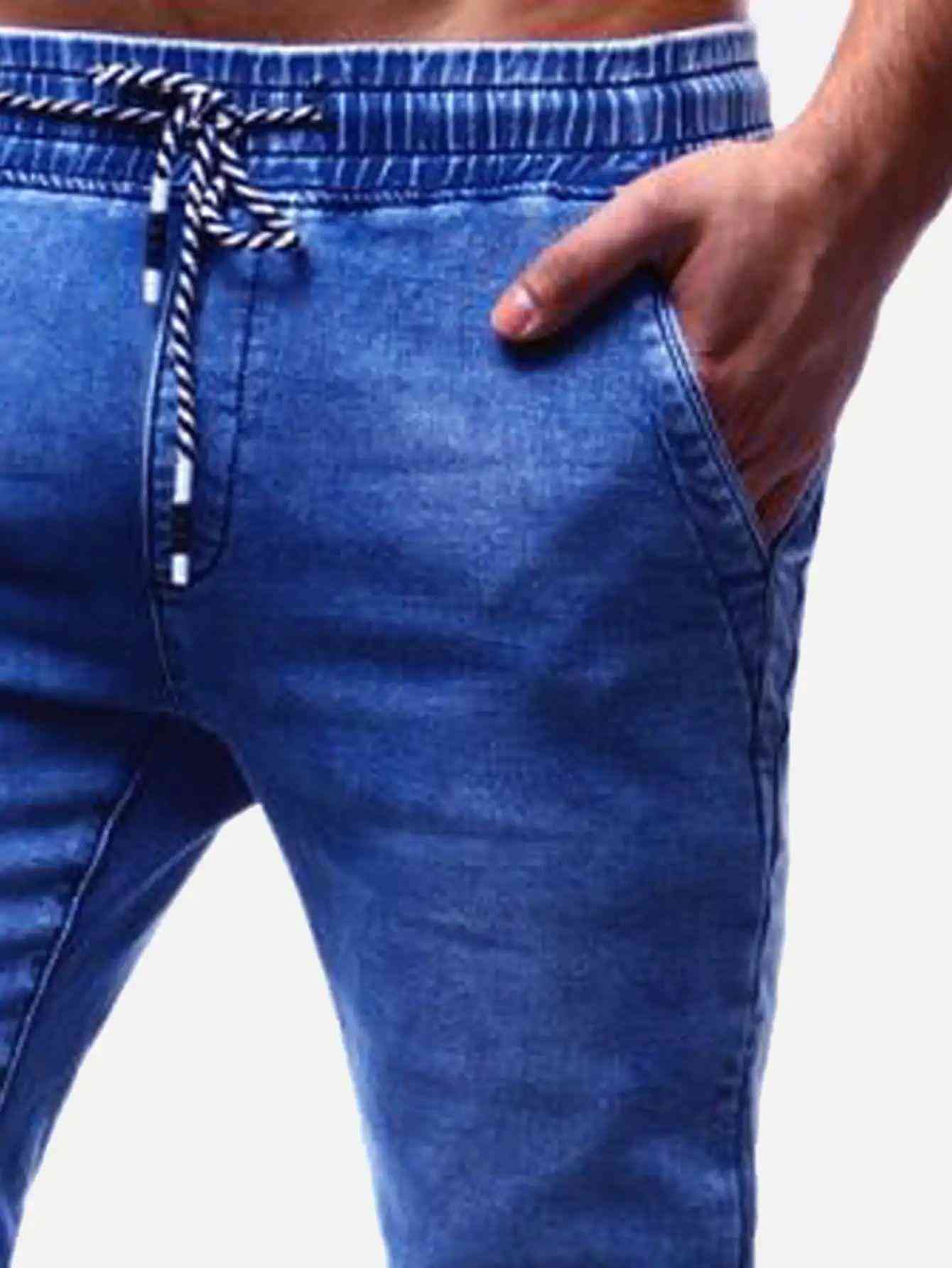 Men Drawstring Waist Solid Jeans