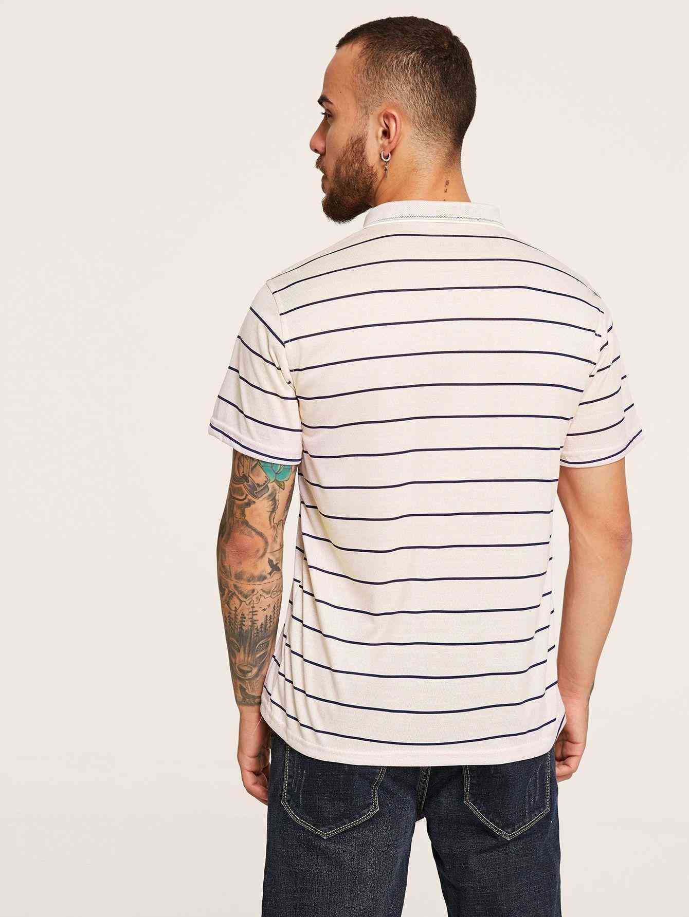 Men Pocket Front Striped Shirt